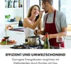 A couple is cooking together in a kitchen, with a gas stove in the foreground. Produktbild-Vorschau