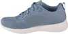 A side view of a blue Skechers Bobs Squad Tough Talk sneaker with a white sole. Produktbild-Vorschau