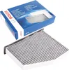A Bosch cabin air filter and its packaging are shown against a white background. Produktbild-Vorschau
