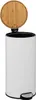 A white pedal bin with a bamboo lid is shown against a white background. Anteprima dell’immagine prodotto