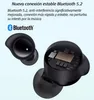 Close-up marketing image of black wireless earbuds with internal components visible, accompanied by text and a Bluetooth logo. Produktbild-Vorschau