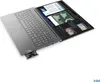A Lenovo ThinkBook laptop is shown from a slightly elevated angle, open with its screens displaying information. Produktbild-Vorschau