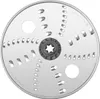 A close-up, top-down view of a silver food processor disc with various cutting slots and a central hub. Náhled obrázku produktu