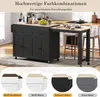 A kitchen island with an extended countertop and stools in a kitchen setting, with color options shown below. Voir les images du produit