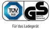 The image contains certification marks and text related to product safety and testing. Produktbild-Vorschau