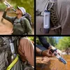 Collage of four images showing a person using a water filter straw in different outdoor settings. Podgląd zdjęcia produktu