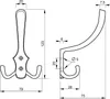 Technical drawing with dimensions of a coat hook. Produktbild-Vorschau