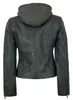 Jilani - Damen Lederjacke Lammnappa Kapuze dunkelgrün : 42 Produktbild-Vorschau 3