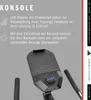 Close-up of an exercise bike console with descriptive text. Produktbild-Vorschau