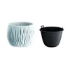 A white decorative planter and a black inner pot are shown side-by-side on a white background. Produktbild-Vorschau