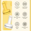 A marketing image showing two mini desk vacuum cleaners, one yellow and one white, with feature icons and text. Produktbild-Vorschau
