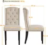 Diagrams showing the dimensions of two chairs, one front view and one side view. Podgląd zdjęcia produktu
