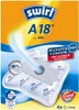 Packaging for Swirl A18 vacuum cleaner bags, showing the bag and its features. Produktbild-Vorschau