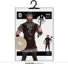 A man dressed as a Viking warrior is shown on a hanger, holding a shield and an axe. There is a smaller image of the same costume on the right side. Produktbild-Vorschau