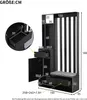 A dimension drawing of a black entryway storage unit with a bench and drawers. Produktbild-Vorschau