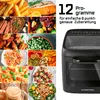 A collage of food images and a black air fryer oven with text overlay. Voir les images du produit