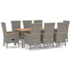vidaXL 9 tlg. Garten Essgruppe mit Kissen Grau Poly Rattan Produktbild-Vorschau 3