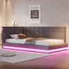 A modern bed with LED lighting in a bedroom setting. Produktbild-Vorschau