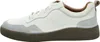 Side view of a white low-top sneaker with gray suede accents and a brown sole. Produktbild-Vorschau