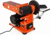An orange and black oscillating belt sander is shown against a white background. Voir les images du produit