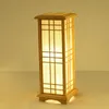 A tall, rectangular floor lamp with a wooden frame and parchment-like panels. Náhled obrázku produktu