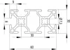 Länge 1600mm - Aluminiumprofil 30x60L B-Typ Nut 8 (leicht), Produktbild-Vorschau 2