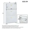 A diagram showing the dimensions of a white shoe cabinet, with an inset showing a close-up of one of the shelves. Podgląd zdjęcia produktu
