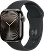 A close-up studio shot of a smartwatch with a black band and a dark metallic casing. Náhled obrázku produktu