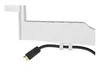 A close-up side view of a white TV wall mount with a black HDMI cable attached. Produktbild-Vorschau