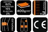 A collage of icons representing product features and certifications. Anteprima dell’immagine prodotto