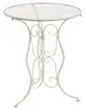 A white metal bistro table with a textured glass top, shown against a white background. Produktbild-Vorschau