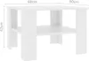 A diagram showing the dimensions of a white coffee table. Produktbild-Vorschau