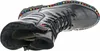 A top-down view of a black patent leather boot with colorful polka dots around the sole. Anteprima dell’immagine prodotto