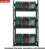 A metal shelving unit filled with crates of drinks. Anteprima dell’immagine prodotto