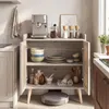 COSTWAY Sideboard Holz, Buffetschrank mit 2 Rattantüren, Produktbild-Vorschau 2