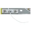 A close-up view of a metal plate with two grommets and a white string threaded through a small metal piece between the grommets. Produktbild-Vorschau