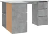 A corner desk with a concrete-like finish and a brown accent panel. Podgląd zdjęcia produktu