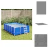 A rectangular swimming pool with a ladder is set up on a grassy lawn in front of a wooden fence. Náhled obrázku produktu