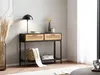 A console table with two drawers and a shelf, decorated with a lamp, vase with dried flowers, and a basket with a blanket. Podgląd zdjęcia produktu