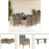 The Living Store 9-tlg. Garten-Essgruppe mit Kissen Beige Produktbild-Vorschau 1