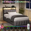 INONEFT Boxspringbett 90x200 cm,LED Einzelbett Polsterbett Produktbild-Vorschau 5