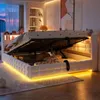 Gestoffeerd bed 140x200 cm, slaapbank met LED-verlichting, Productafbeelding-voorbeeld 5