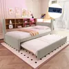 A bedroom scene featuring a sofa bed with a pull-out trundle, shelves, and LED lighting. Náhled obrázku produktu