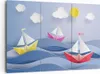 Bild auf Leinwand - Leinwandbild - Origami boot meer himmel Produktbild-Vorschau 1