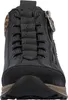 A close-up, front-facing view of a black women's boot with leopard print accents on the heel. Náhľad obrázku produktu