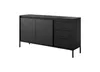 A black sideboard with two doors and three drawers on a white background. Náhled obrázku produktu