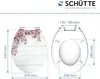 Diagram showing the dimensions of a toilet seat with a floral pattern. Náhled obrázku produktu