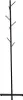 A black metal coat rack with a tree-like design and multiple hooks, standing on a cross-shaped base. Voir les images du produit