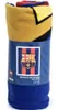 A rolled-up fleece blanket with the FC Barcelona logo and branding. Produktbild-Vorschau