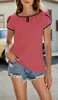 ASKSA Sommer Damen T-Shirt Rundhals Kurzarm Blütenblatt Produktbild-Vorschau 2